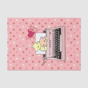 Tissue Paper Pink Typewriter Kittens Cats