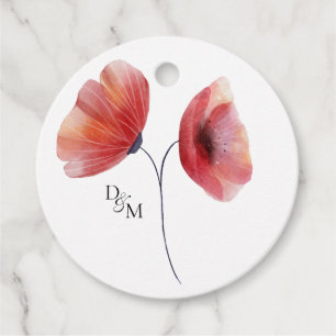 Tissue Paper Poppies Classic Round Sticker Favour Tags