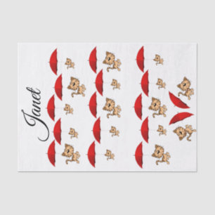 Tissue Paper Red Umbrella Cats