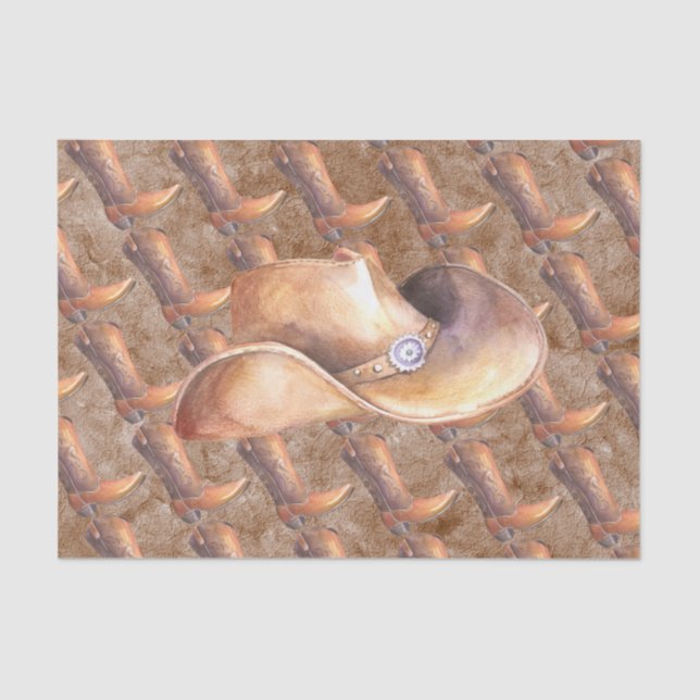 Tissue Paper Set (2) Cowboy's Boots & Hat on Paint (Front)