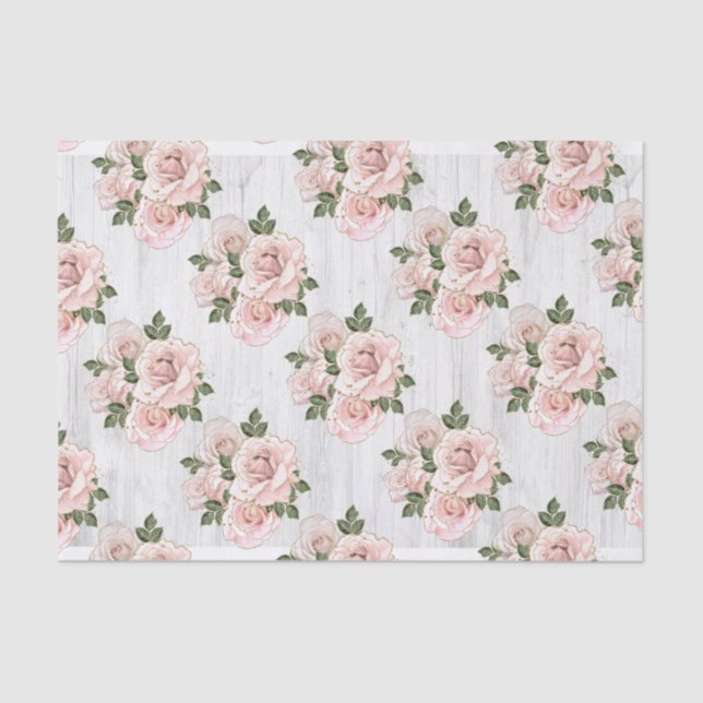Tissue Paper Set Qty 2 Rustic Blush Roses (Front)