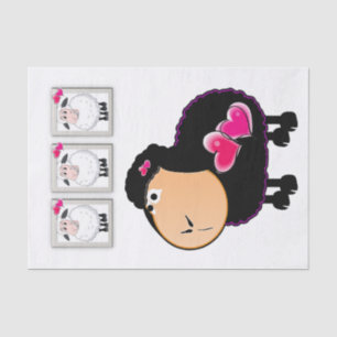 Tissue Paper Sheep Pink Hearts