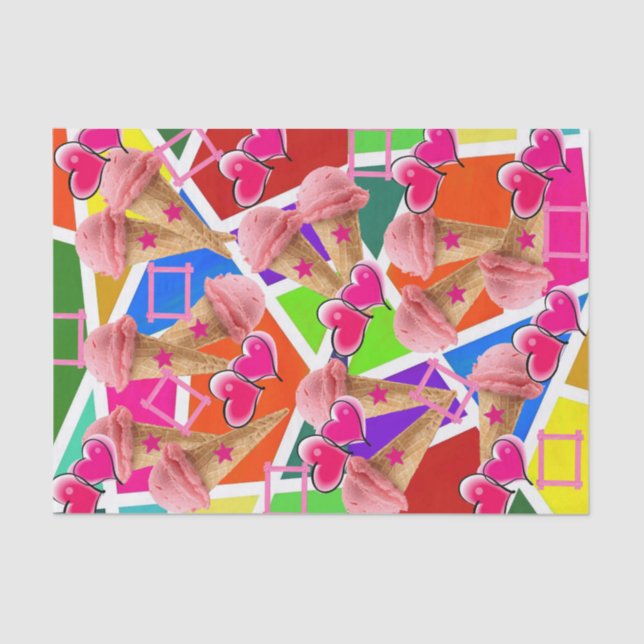 Tissue Paper Strawberry Ice Cream Abstract (Front)