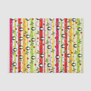 Tissue Paper Stripe Penguin Red Hearts