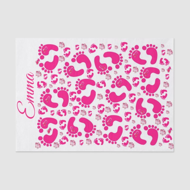 Tissue Paper Stripes Baby Feet Girl Elephants (Front)