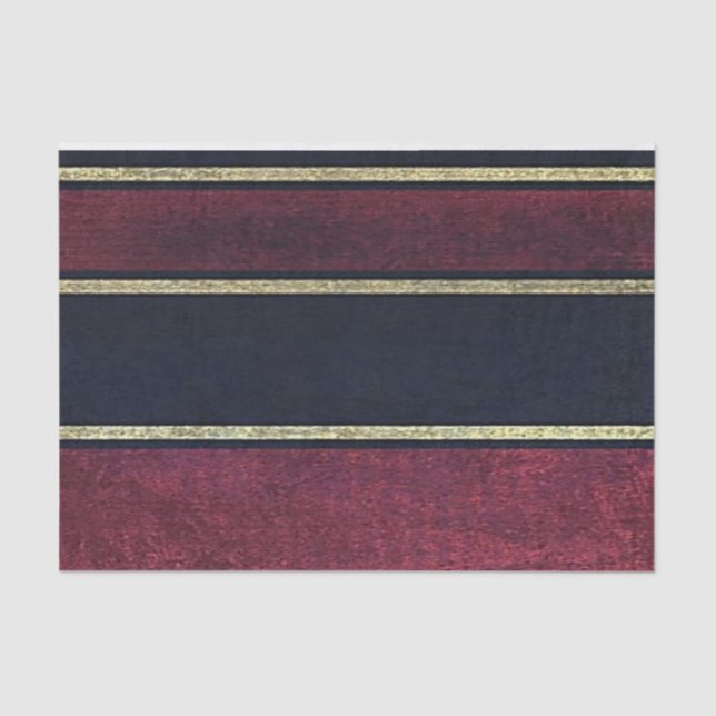 Tissue Paper Stripes Gold Burgundy Black (Front)
