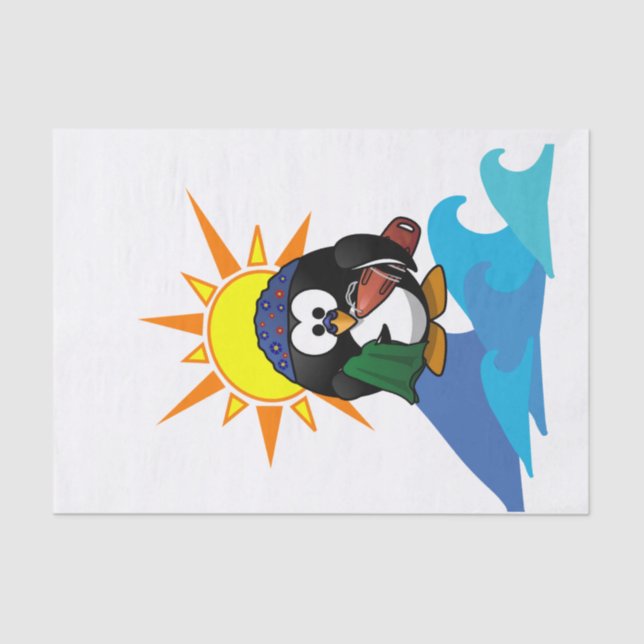 Tissue Paper Surfer Penguin (Front)