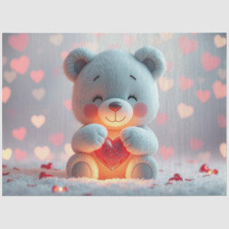 Tissue Paper Teddy with a Heart 
