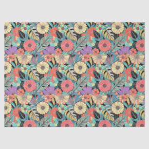 Tissue Paper, Vibrant Retro Floral Burst Paper