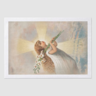 TISSUE PAPER : VINTAGE ANGEL AND LILIES