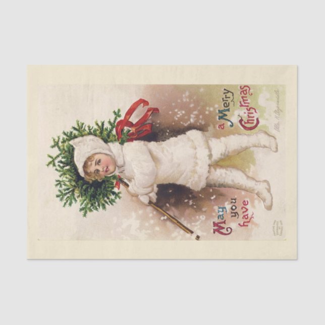 TISSUE PAPER  : VINTAGE CHRISTMAS ILLUSTRATION (Front)