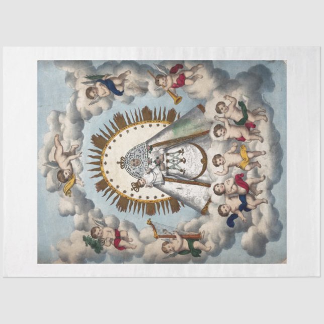 TISSUE PAPER : VIRGIN AND INFANT WITH ANGELS (Front)