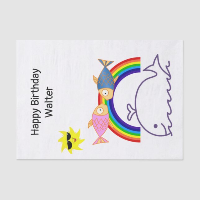 Tissue Paper Whale Sun Fish Rainbow (Front)