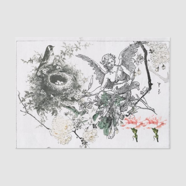 TISSUE PAPER WITH ANGEL AND BIRDS (Front)