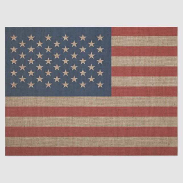 Tissue Paper with brown canvas flag of USA (Front)