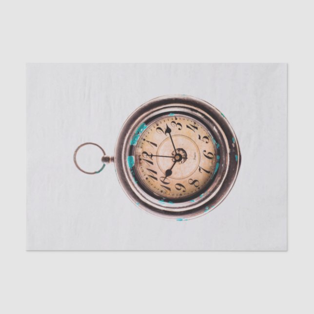 Tissue Paper with Image of Old Pocket Watch (Front)