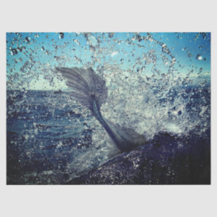 Tissue Paper with Mermaid Diving in Waves