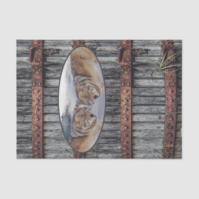 Tissue Paper Wolves Wood (Front)