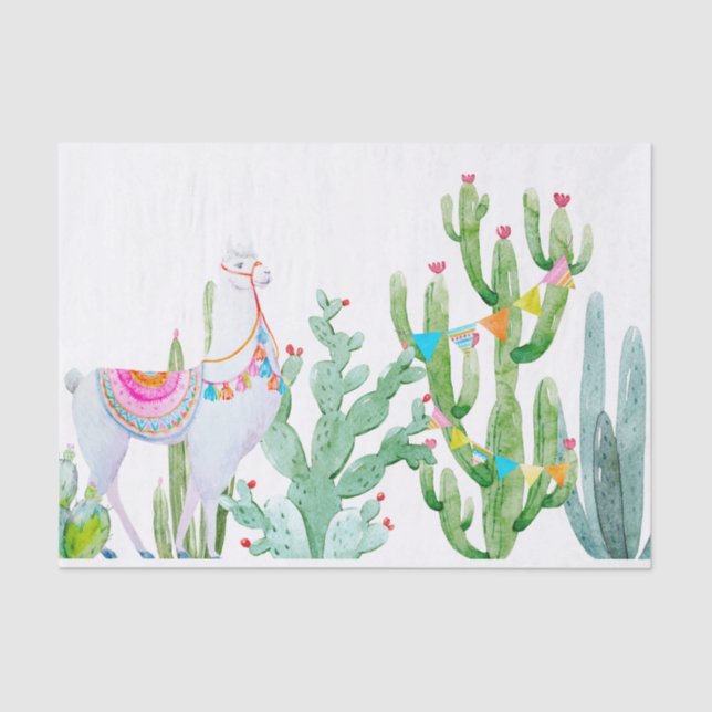 Tissue Paper Wrapping Boho Llama Bohemian Cacti De (Front)