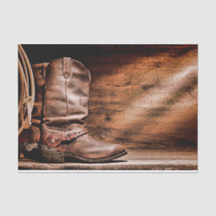 Tissue Paper Wrapping Cowboy Boots Barn Wood Rusti