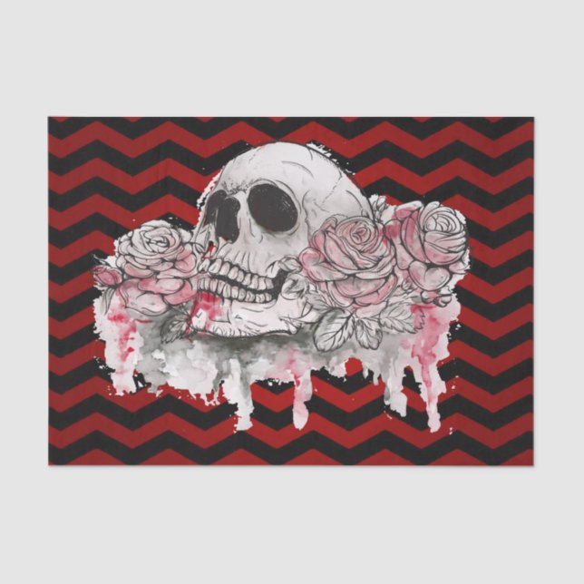 Tissue Paper Wrapping skull Rose Gothic Chevron re (Front)