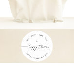 Tissues For Your Happy Tears Modern Wedding Heart Classic Round Sticker<br><div class="desc">These elegant stickers would make a wonderful addition to your wedding supplies! Easily customise them by clicking on the "personalise" option.</div>