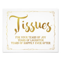 tissues wedding sign gold sign