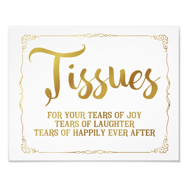 tissues wedding sign gold sign (Front)