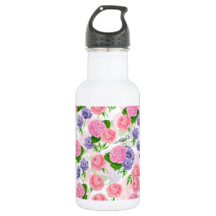 Tit bird and flowers 532 ml water bottle