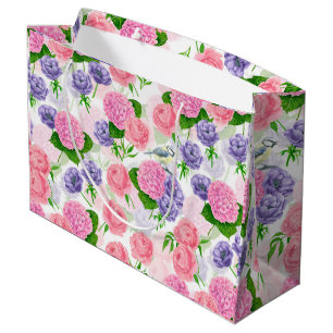 Tit bird and flowers large gift bag
