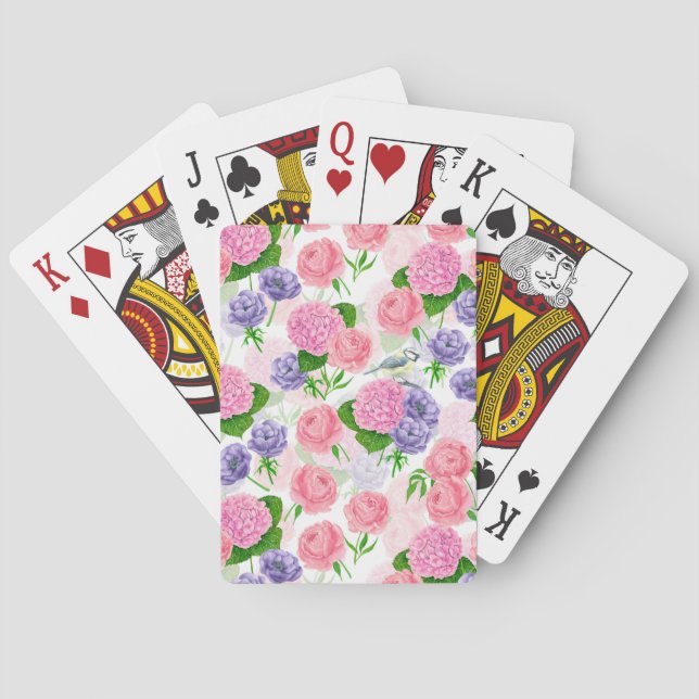 Tit bird and flowers playing cards (Back)