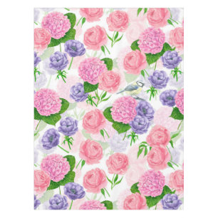 Tit bird and flowers tablecloth