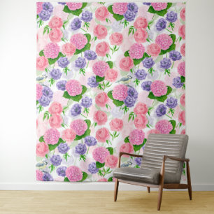 Tit bird and flowers tapestry