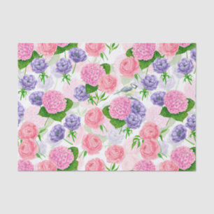 Tit bird and flowers tissue paper