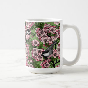 Tit birds in the lilac garden coffee mug