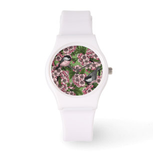 Tit birds in the lilac garden watch
