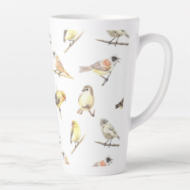Tit birds pattern latte mug (Right)