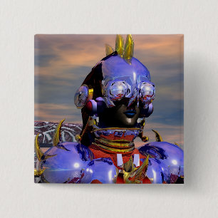 TITAN CYBORG PORTRAIT Blue Science Fiction,Scifi 15 Cm Square Badge