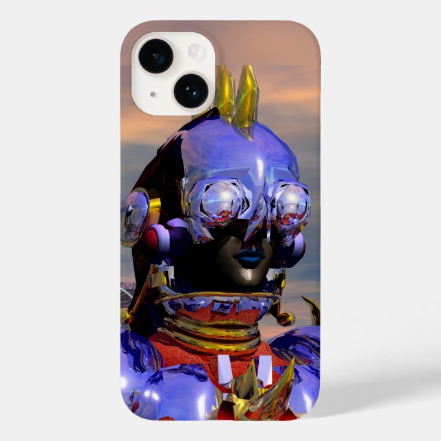 TITAN CYBORG PORTRAIT Blue Science Fiction ,Scifi Case-Mate iPhone Case (Back)