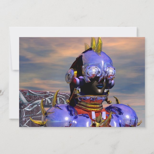 TITAN CYBORG PORTRAIT Blue Science Fiction,Scifi Invitation (Front)