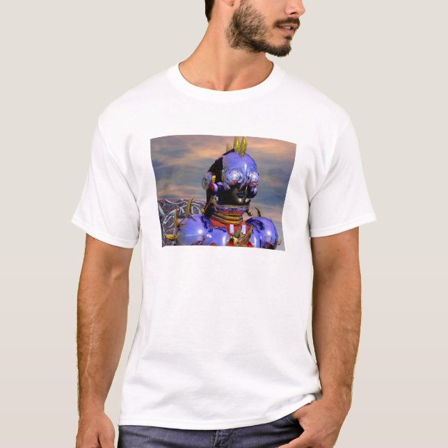 TITAN CYBORG PORTRAIT Blue Science Fiction,Scifi T-Shirt (Front)