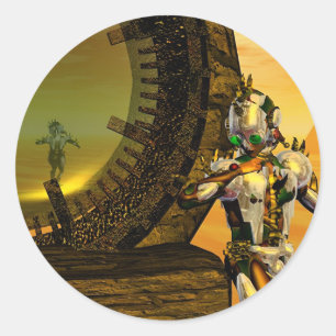 TITAN IN THE DESERT OF HYPERION CLASSIC ROUND STICKER