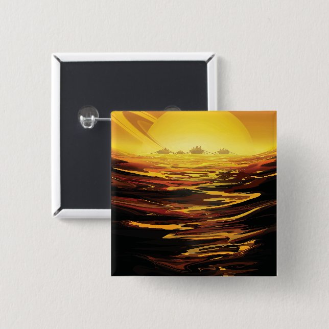 Titan largest moon of Planet Saturn 15 Cm Square Badge (Front & Back)