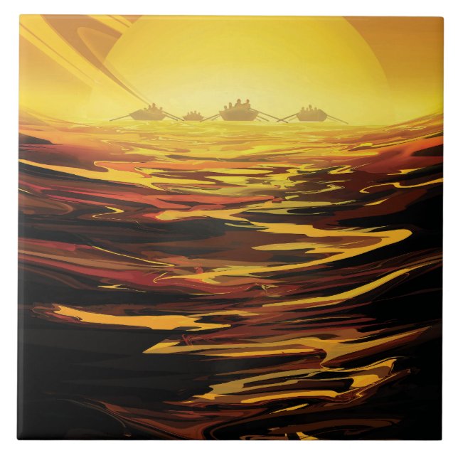 Titan largest moon of Planet Saturn Ceramic Tile (Front)