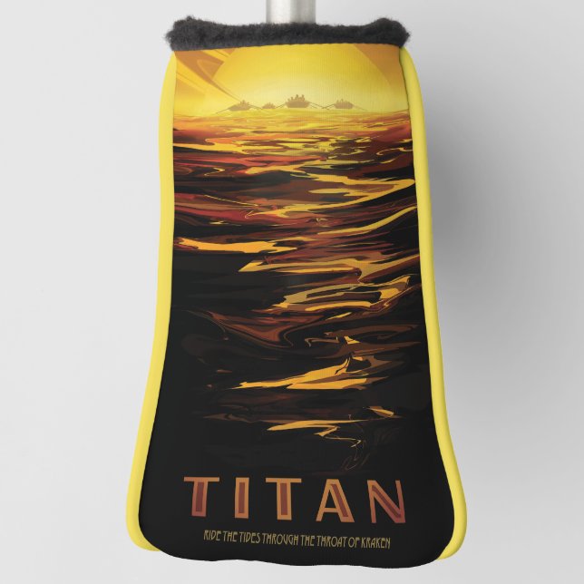 Titan largest moon of Planet Saturn Golf Head Cover (Rotate 90)