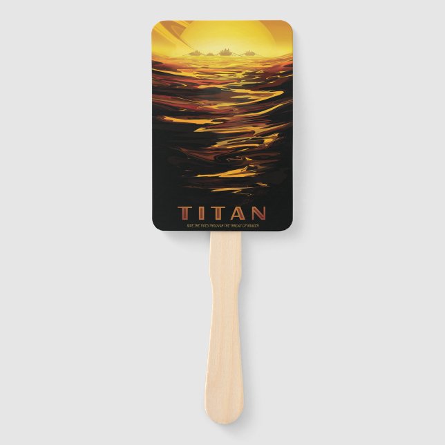Titan largest moon of Planet Saturn Hand Fan (Front)