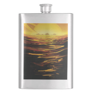 Titan largest moon of Planet Saturn Hip Flask