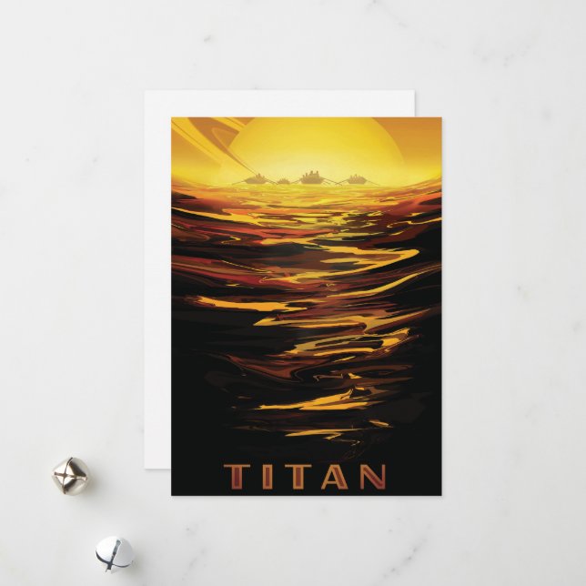 Titan largest moon of Planet Saturn Holiday Card (Front/Back In Situ)