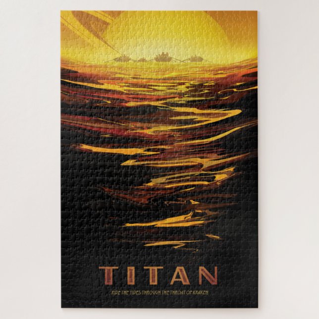 Titan largest moon of Planet Saturn Jigsaw Puzzle (Vertical)
