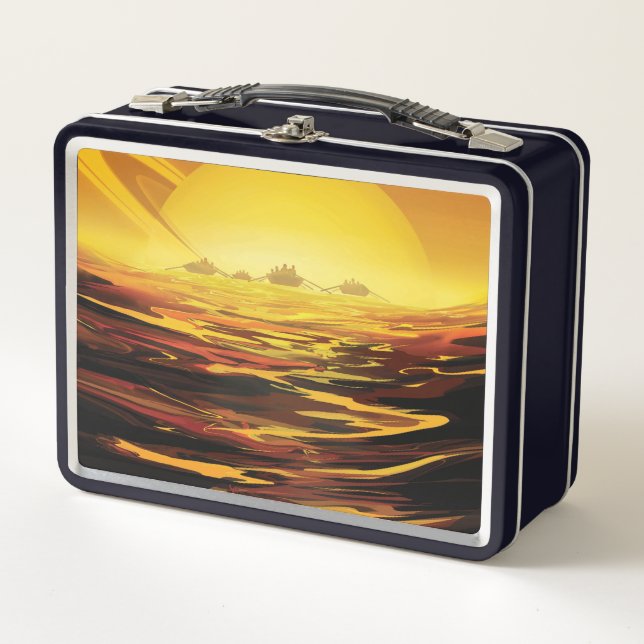 Titan largest moon of Planet Saturn Metal Lunch Box (Front)